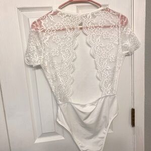 White lace body suit size small